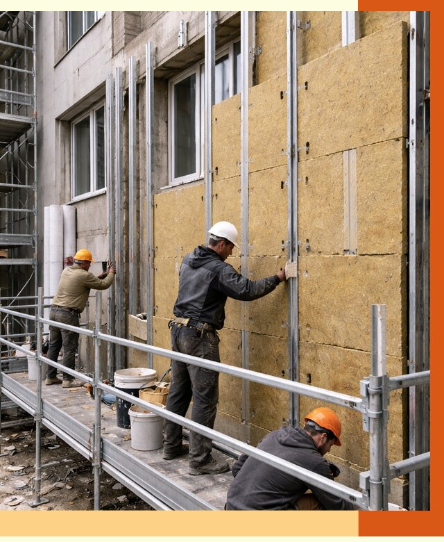 Утепление вентилируемого фасада в Заволжье от 5703 руб/м2 — монтаж и утепление вентфасад | ТепломастерЗвл